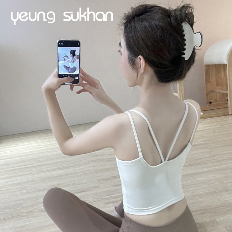 Yeung Sukhan/Integrated Chest Pad Vest, Lightweight Sports V-Shaped Beautiful Back, Medium-Strength Yoga Inner Sling - Image 4